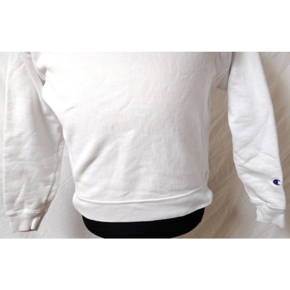 Champion Reverse Weave Medium White Crop Spellout Logo Heavyweight Sweatshirt - Picture 5 of 13